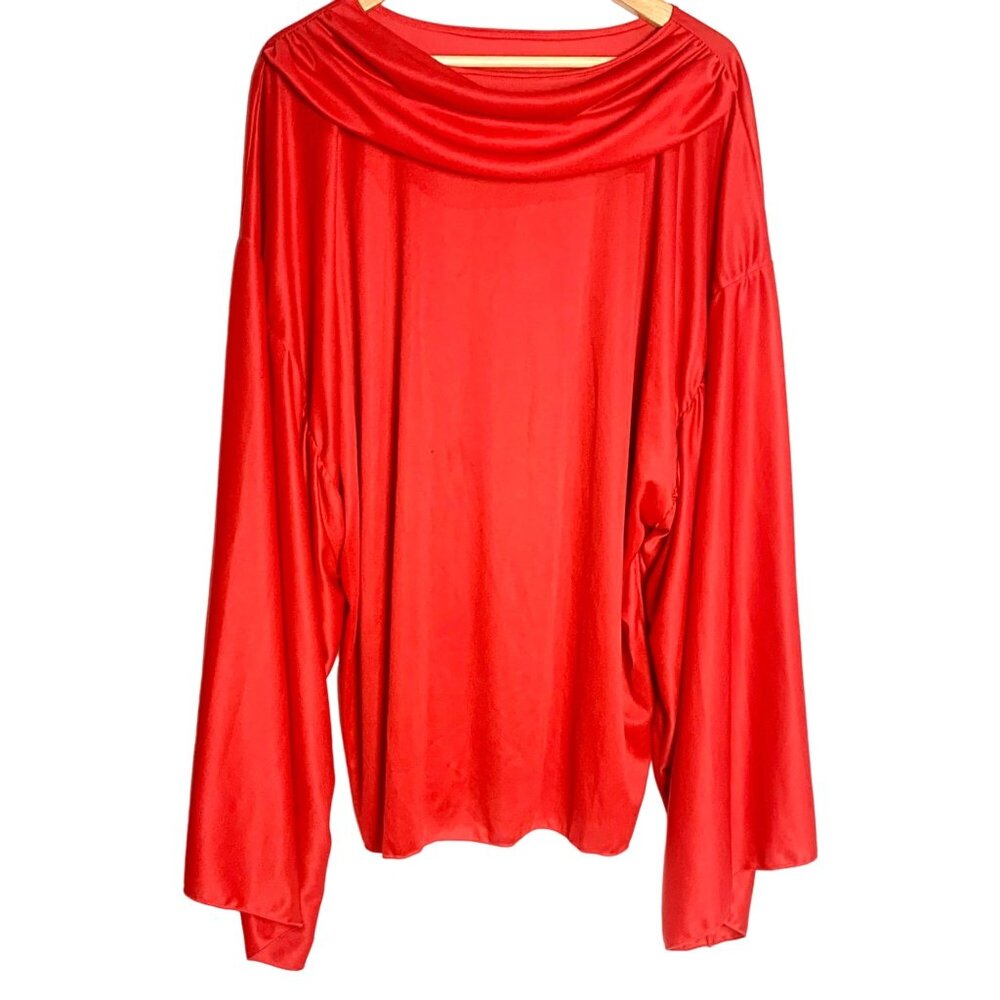 Eurotard Praise Red Drape Collar Angel Blouse Top Size 2X Liturgical Long Sleeve